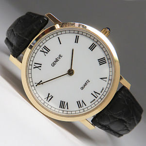 【送料無料】geneve herren quarzuhr 33 mm in 58514k gelbgold