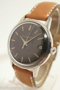 【送料無料】eternamatic acier a quantieme, cadran noir, calibre 1438 u, annees 60