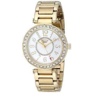 【送料無料】juicy couture womens luxe gold crystal stainless steel watch 34mm rrp 125