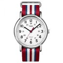 【送料無料】orologio uomo donna timex weekender t2n746 tessuto rosso bianco blu indiglo
