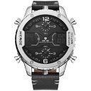 【送料無料】orologio da polso uomo weide wh6401 movimento miyota triplo orario argento nero(2)