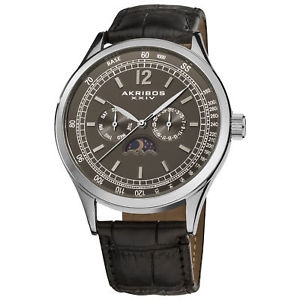 【送料無料】 mens akribos xxiv ak63bssb multifunction moon phase leather strap watch 【送料無料】 mens akribos xxiv ak63bssb multifunction moon phase leather strap watch