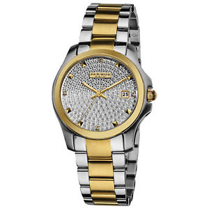 【送料無料】womens akribos xxiv ak579tt crystal pave two tone stainless steel watch