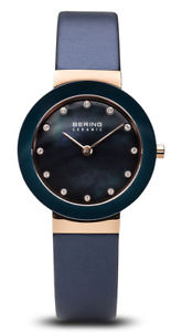 【送料無料】bering womens ceramic rose gold tone stainless steelsatin watch 11429667