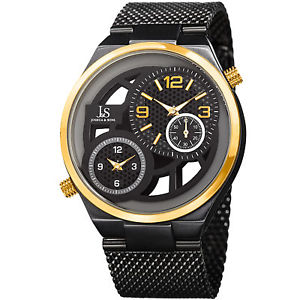 【送料無料】mens joshua amp; sons jx111bkg two time zone small seconds mesh bracelet watch 【送料無料】mens joshua amp; sons jx111bkg two time zone small seconds mesh bracelet watch