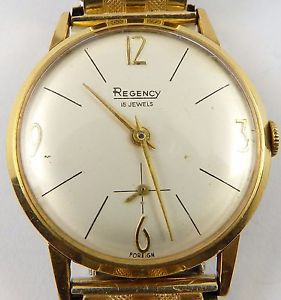 【送料無料】vintage gents manual wind 15 jewel regency wristwatch in good working order