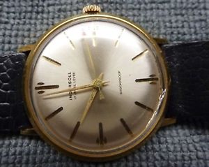 【送料無料】vintage ingersoll 17 jewels lever hand wined gold plated luxury watch working
