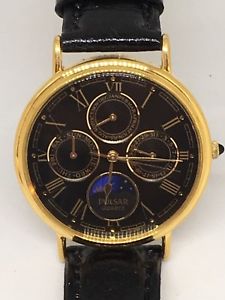 【送料無料】vintage pulsar quartz watch moon phase v33f8a10, working