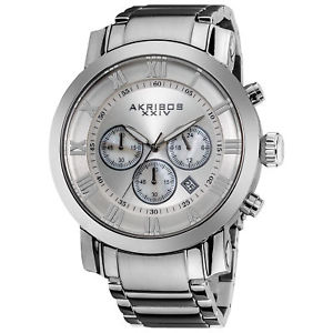 【送料無料】mens akribos xxiv ak622ss quartz chronograph silver stainless steel watch