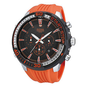 【送料無料】pulsar pt3511 gents orange plastic 50mm stainless steel case chronograph watch