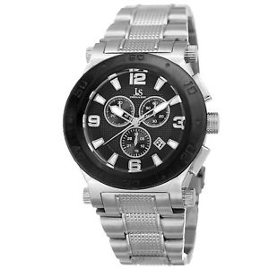 【送料無料】mens joshua amp; sons jx104ssb chronograph date complication steel bracelet watch