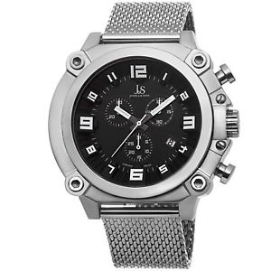 【送料無料】mens joshua amp; sons js58ssb swiss chronograph mesh stainless steel watch