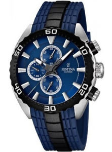 【送料無料】festina crono in caucciu blu da uomo 42mm f166646 nuovo, list 159