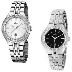 【送料無料】orologio solo tempo donna festina classic cassa e cinturino acciaio cristalli