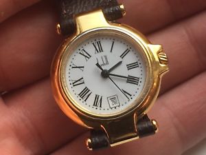 【送料無料】ladies dunhill millenium gold plated quartz wristwatch working