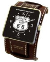 yzthe icial route 66 true americana stainless steel watch leather cuff strap