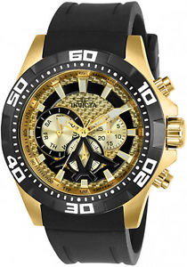 【送料無料】invicta mens aviator quartz chrono 100m gold tone stainless steel watch 23756