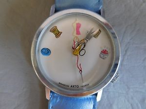 【送料無料】akto akteo montre bracelet cuir bleu quartz grise hot couture femme fille watch