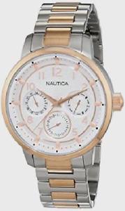 【送料無料】nautica multifunzione in acciaio bicolore 43mm nad19556g , nuovo list 219(2)