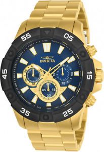 【送料無料】invicta mens pro diver quartz chrono 100m gold tone stainless steel watch 24585