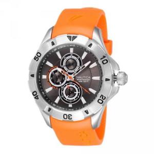 ̵orologio uomo nautica nst 06 a14612g multifunzione silicone arancione grigio