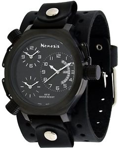 【送料無料】nemesis jb080kk mens signature collection 3 time zone wide leather cuff watch