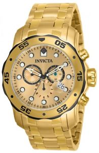 ̵invicta mens pro diver analog display swiss quartz gold watch 80070