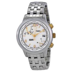 【送料無料】orologio uomo timex world time t2n613 bracciale acciaio gmt fuso 100mt indiglo