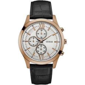 orologio uomo guess hudson w0876g2 chrono vera pelle nero ros