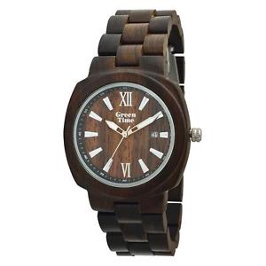 【送料無料】orologio green time square uomo watch wood zw048c legno sandalo 40mm datario