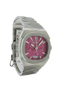 【送料無料】breil bw0298 womens oblong pink chronograph date analog stainless steel watch