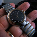 【送料無料】swiss made solid gold bezel amp; gold link parts dunhill quartz lady watch