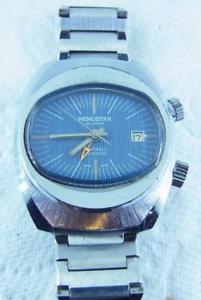 【送料無料】awesome vintage blue memostar sicura 17 jewel alarm gents wristwatch c1970s