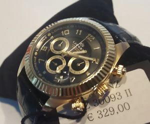 【送料無料】orologio uomo lorenz,cronografo,nero,cassa pvd oro 38 mm,100 mt,cinturino pelle