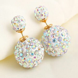 【送料無料】ピアス デラインストーンクリスタルボールダブルas de57228 strass kristall doppel frauen zink legierung kugel