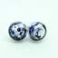 【送料無料】ピアス　シルバーハンドメイドムラノガラスピアス　silber und blau rund handgefertigt murano glas ohrringe