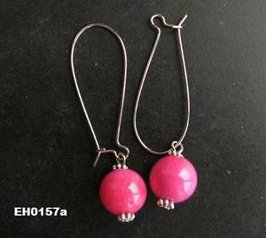 ピアス　ピンクチベットシルバーフックピアス　ファッションレディースクリスマスパーティー12mm pink tibet silber haken ohrringe, mode damen geburtstag weihnachten party