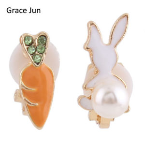 ピアス　ピアス　ピアス　デウサギクリップas de65446 juni tm karotte white rabbit clip auf ohrring ohrring anlage