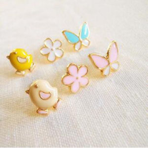 ピアス　デタイプカラフルフラワーピアス　as de65234 juni tm korea art buntes kuken blume butterly klipp ohrringe tier