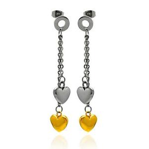 【送料無料】ピアス　トーンカラーハートハンガーステンレススチールスタッドピアス