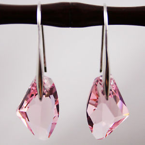 ピアス　バラピンククリスタルオリジナルピアス　スワロフスキーエレメントrosen rosa kristall original 925er silber lang ohrhnger swarovski elemente
