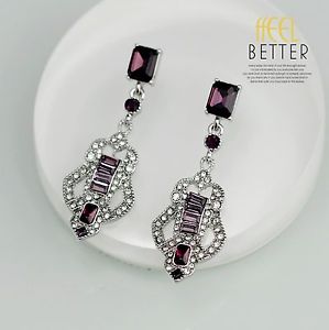 【送料無料】ピアス ピアス アールデコウエディングクリップohrringe clip on silber baumeln lila malve art deco braut weddings hochzeit yw6