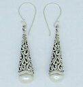 【送料無料】ピアス バリデザイナーピアス スターリングシルバーdesigner swasserperle bali lang ohrringe 925 sterlingsilber 4 cm