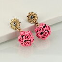 【送料無料】ピアス ピアス フラワーラウンドレトロアンティークローズohrringe blume rose runde retro antik abend ehe geschenk dd 3