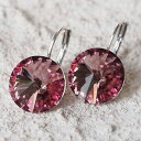 ピアス　アンティークピンクスワロフスキーピアス　ローズピンクピアス　neu ohrhnger mit 12mm swarovski steine in antique pinkaltrosarosa ohrringe