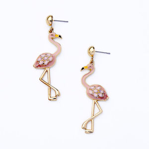 【送料無料】ピアス　ピアス　エナメルフラミンゴピンクレースレトロohrringe vogel flamingo emaille gelb schwarz blassrosa spitze retro cc12 3