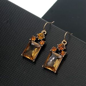 ピアス　ピアス　ゴールデンオレンジクラスシンプルレトロohrringe golden amber quadrat class einfach retro dd1