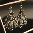 【送料無料】ピアス ピアス アールデコキャンドルホルダーシートビンテージohrringe golden art deco kerzenhalter blatt filigran gepflastert vintage x8