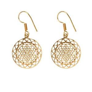 【送料無料】ピアス　スリチャクラピアス　81stgeneration gold messing rund sri yantra chakra geometrisch ohrringe