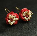 【送料無料】ピアス ピアス フラワーレッドオリジナルohrringe blume rot zuchtperle swasser original geschenk l1(4)